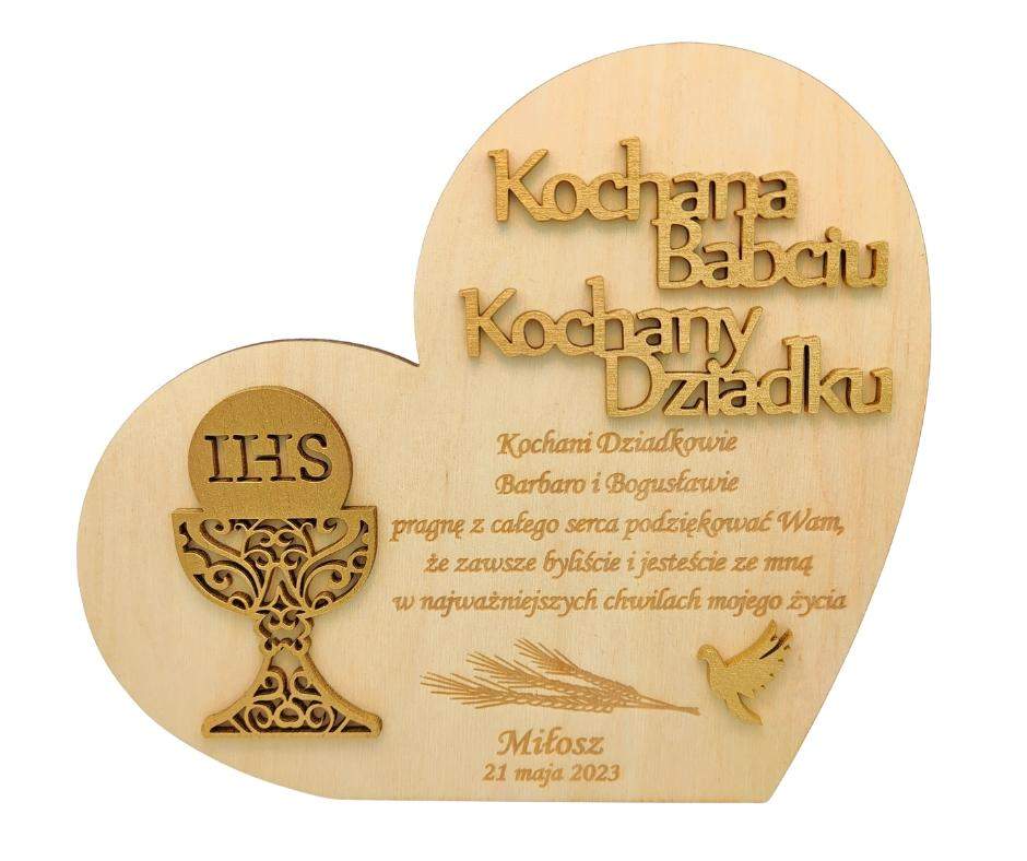 Podziękowanie Serce Babci i Dziadka na Komunię Świętą 0