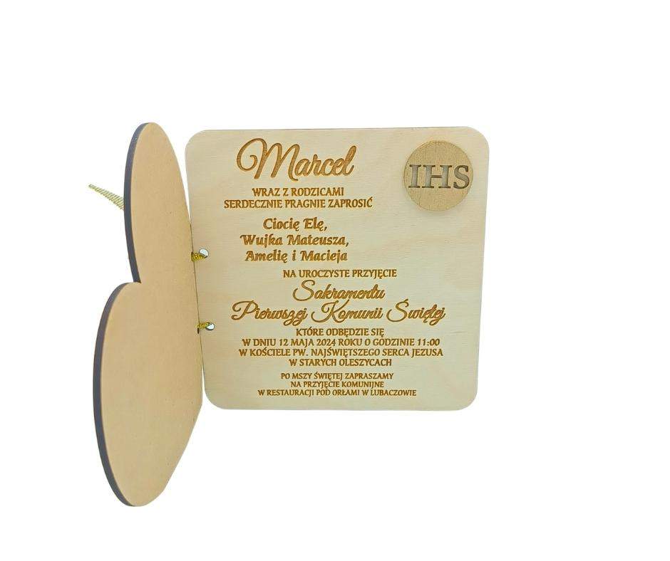 Zaproszenie Komunia Święta kolorowa okładka Wysokiej jakości grawer 2