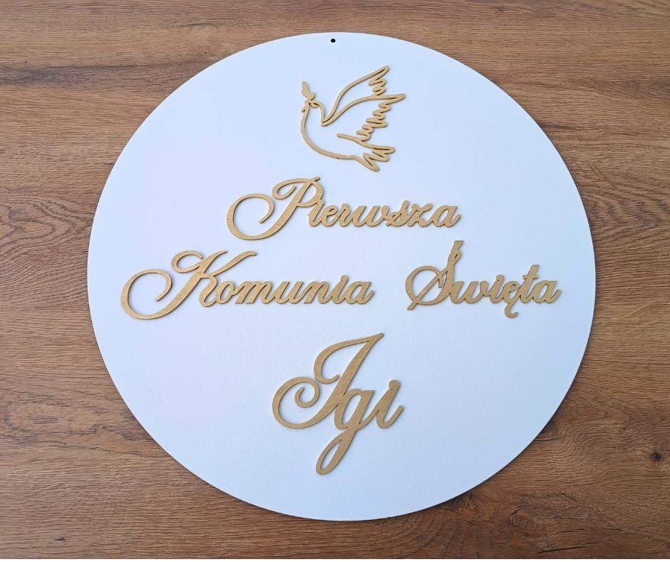 Koło Komunia Święta z imieniem Biel + Złoty Średnica do wyboru 4