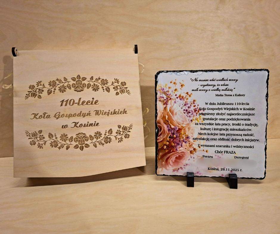 Podziękowanie na kamieniu (fotogranit) + skrzyneczka drewniana z grawerem 1