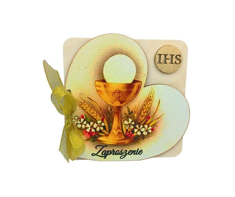 Zaproszenie Komunia Święta kolorowa okładka Wysokiej jakości grawer 0