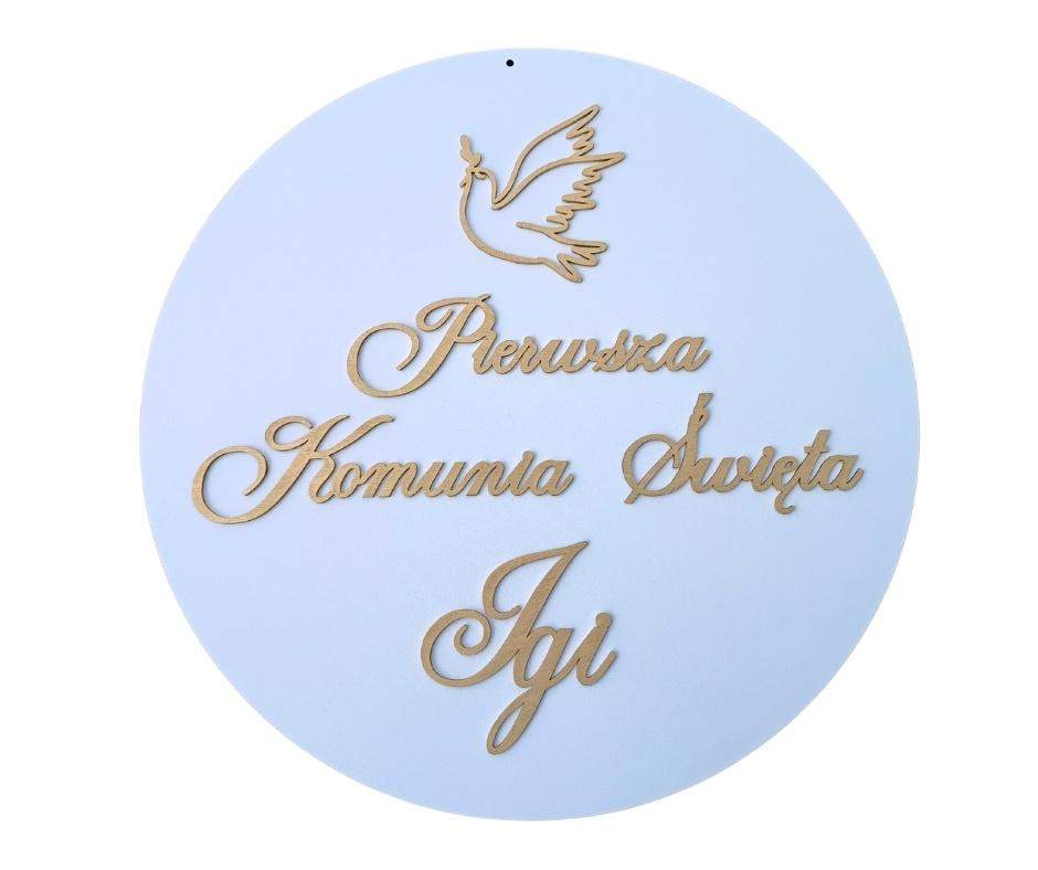 Koło Komunia Święta z imieniem Biel + Złoty Średnica do wyboru 0
