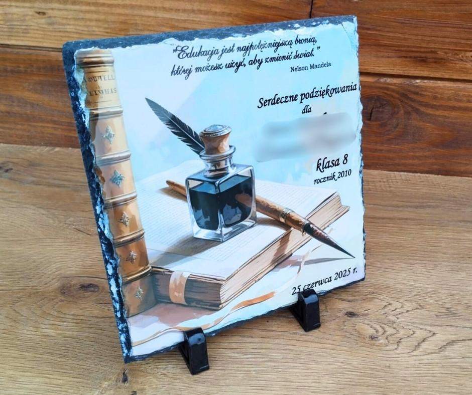 Podziękowanie na kamieniu (fotogranit) + skrzyneczka drewniana z grawerem 4