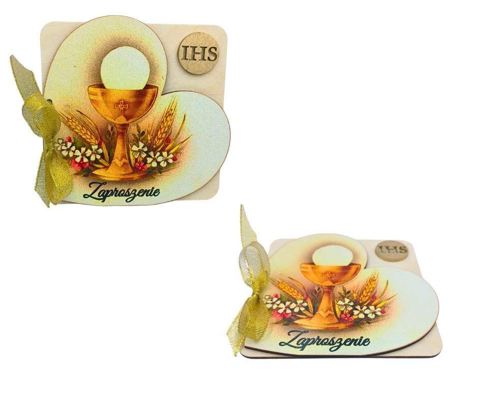 Zaproszenie Komunia Święta kolorowa okładka Wysokiej jakości grawer 1
