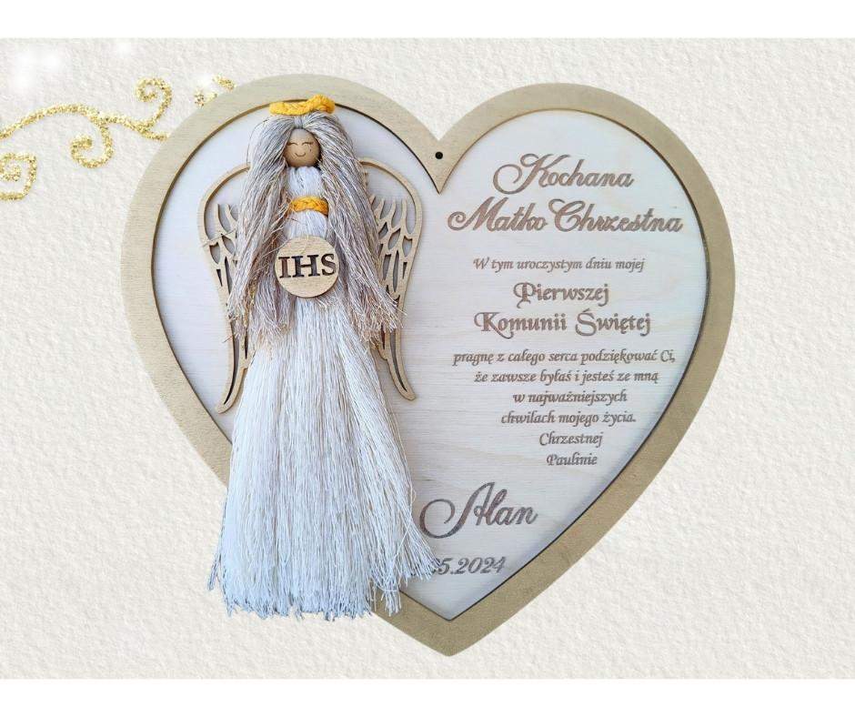 Podziękowanie Komunia Święta z sercem i aniołem z markamy Złote elementy. 0